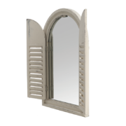 Antique white mirror with french doors