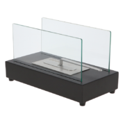Black rectangular table fireplace on bio ethanol