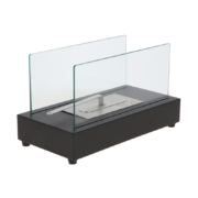Black rectangular table fireplace on bio ethanol