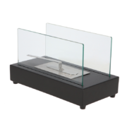 Black rectangular table fireplace on bio ethanol