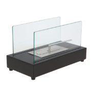 Black rectangular table fireplace on bio ethanol