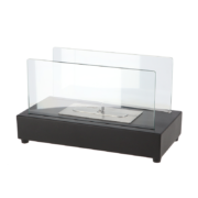 Black rectangular table fireplace on bio ethanol