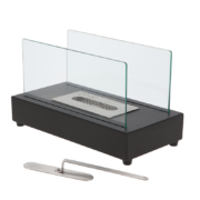 Black rectangular table fireplace on bio ethanol