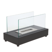 Black rectangular table fireplace on bio ethanol