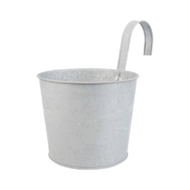 Oud zink bloempot met haak