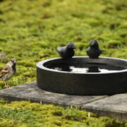 Round terrazzo bird bath