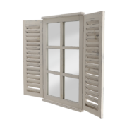 Mirror window with doors