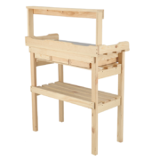 Potting table with rack natural