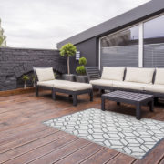 Beige white graphic garden carpet