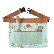 Ceinture outils de jardin motif de roses/jute
