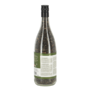 Bouteille de vin remplie de graines de tournesol noires