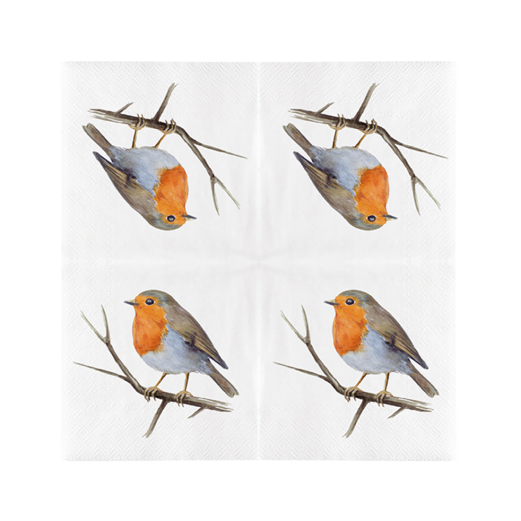 Papierserviett. Rotkehlchen 33x33cm