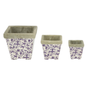 Aged ceramic bloempot set van 3