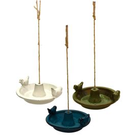 Round ceramic hanging bird bath