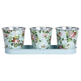 Jardinière 3 pots décor Roses