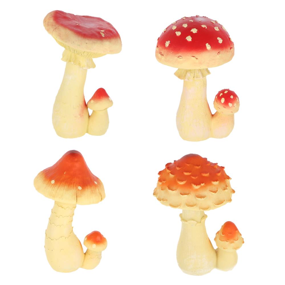 Assortiment van 4 tuinbeelden paddenstoelen L