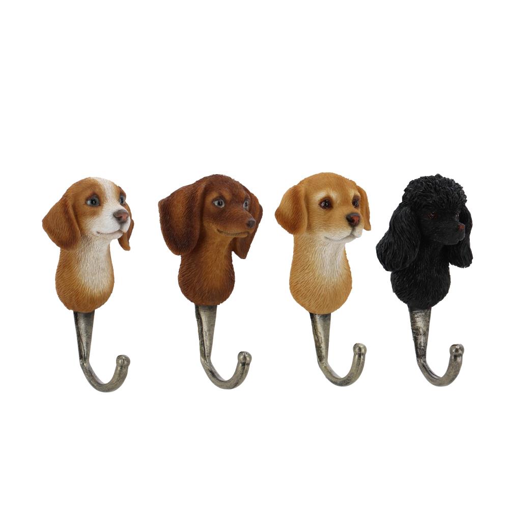 Assortiment van 4 wandhaken hondenkoppen