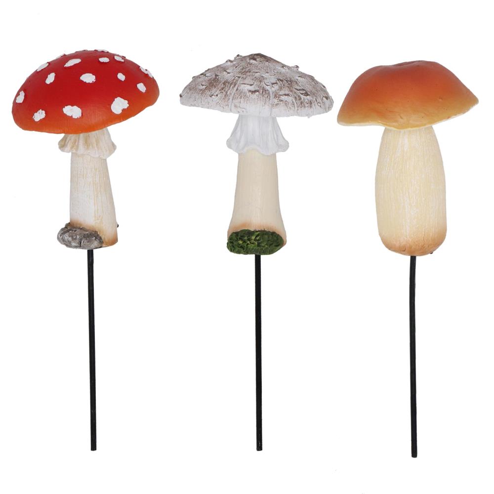 Assortiment van 3 bloempotstekers paddenstoelen