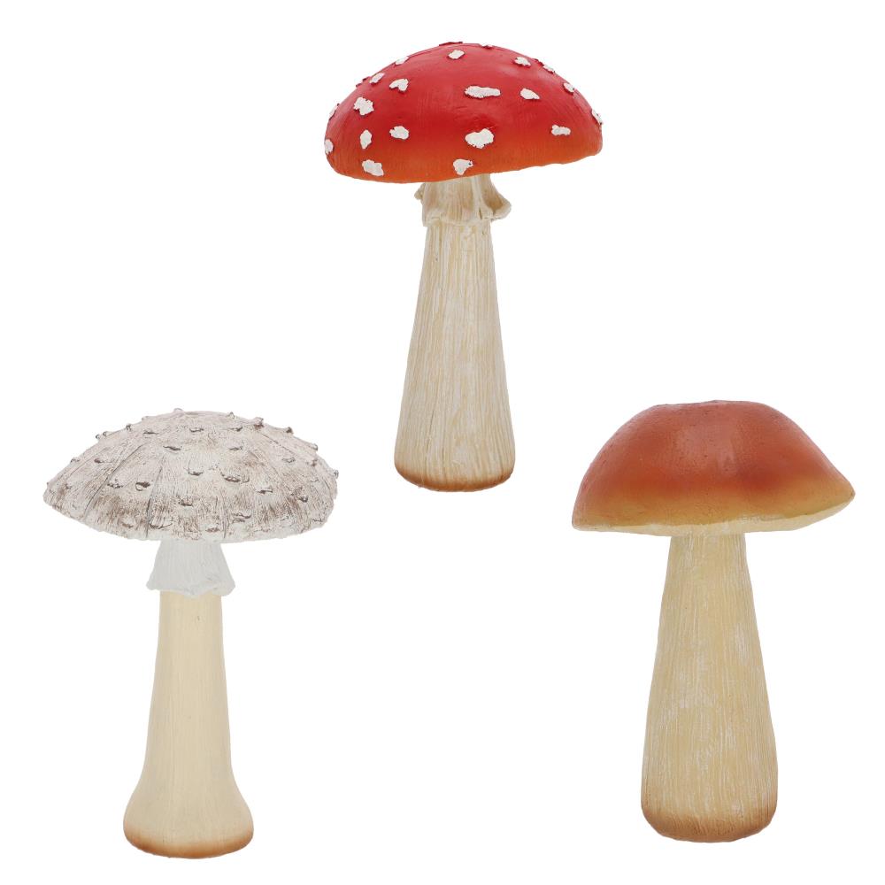 Assortiment van 3 tuinbeelden paddenstoelen L