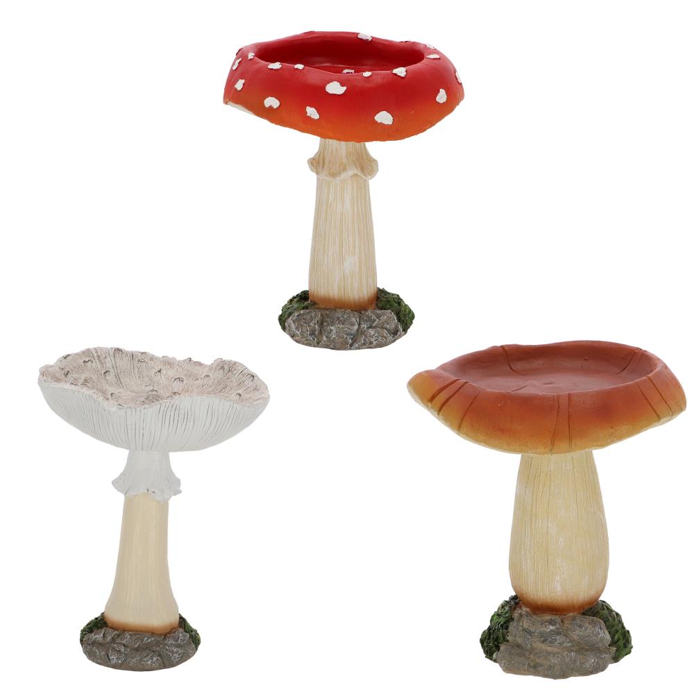 Assortiment van 3 vogelbaden paddenstoel