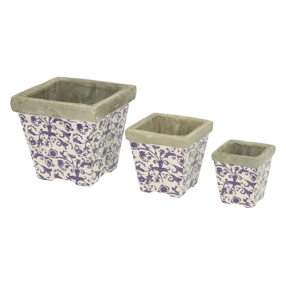 Set van 3 Aged ceramic bloempotten
