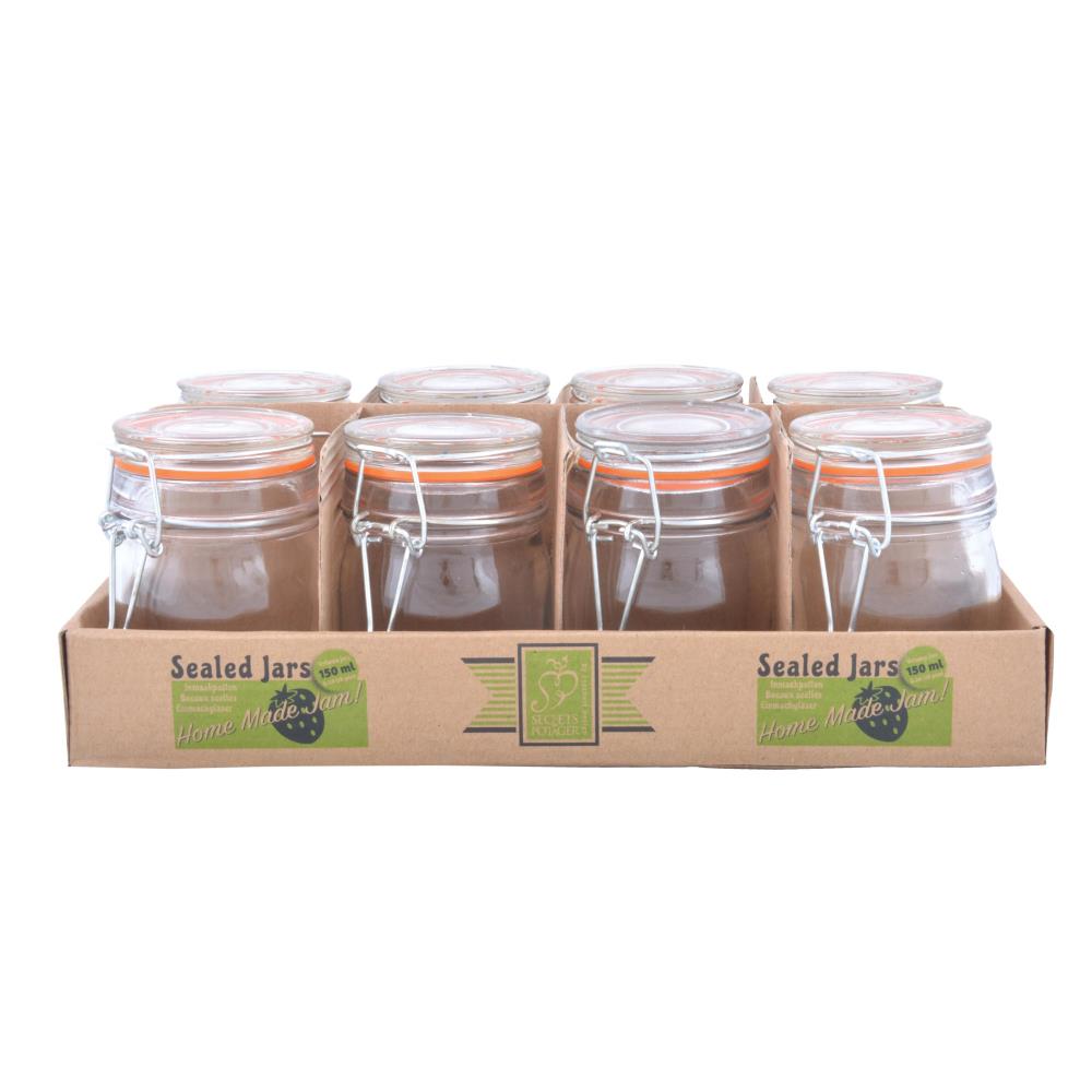 Set van 8 inmaakpotten in tray M