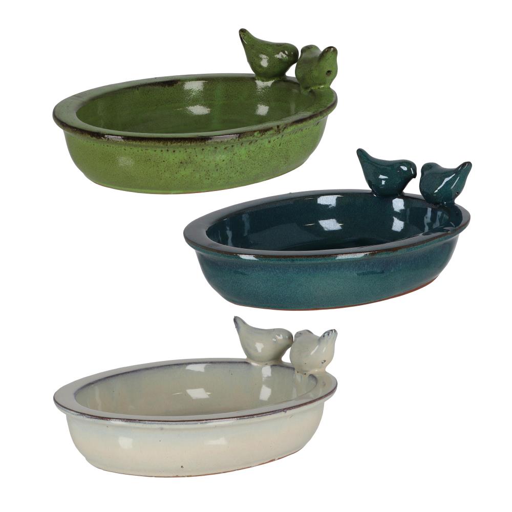 Assortiment van 3 keramiek ovalen vogelbaden