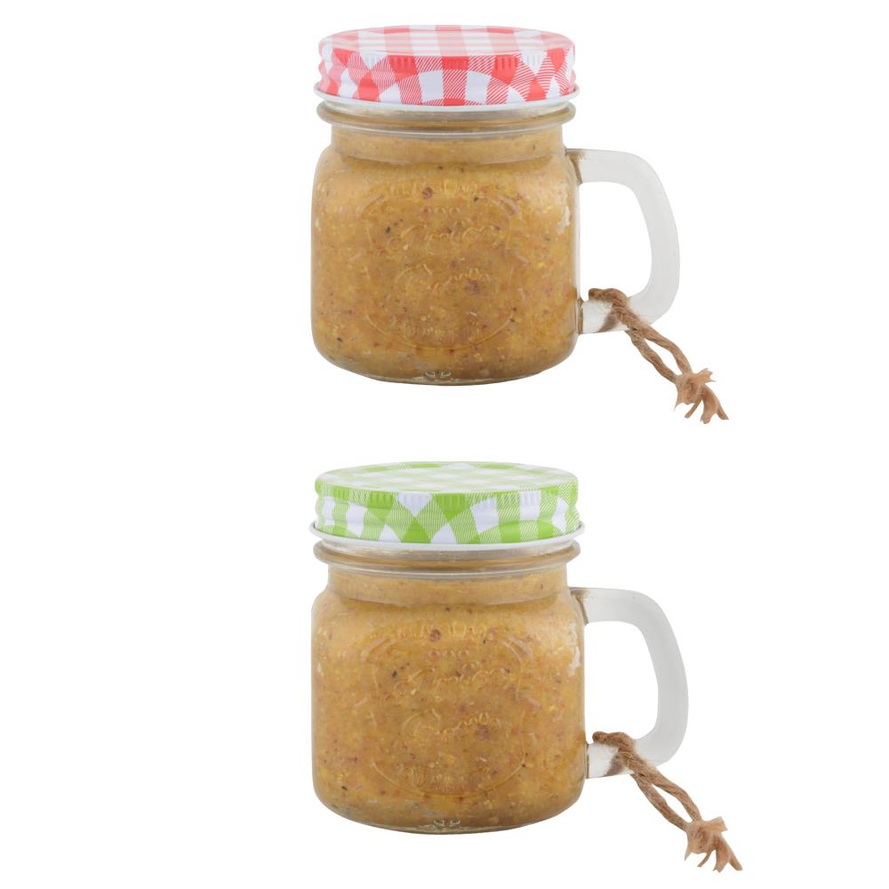 Assortiment van 2 tuinmokken met vogelpindakaas