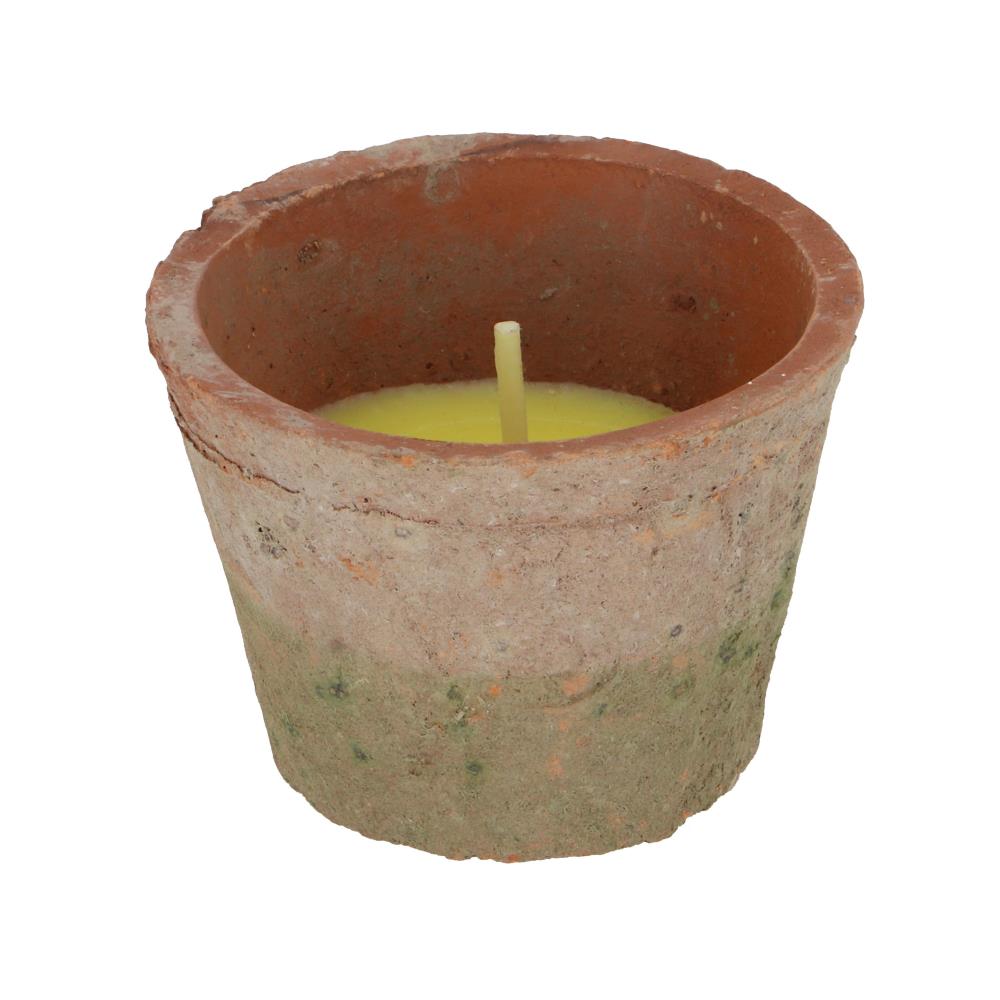Citronella kaars in aged teracotta pot