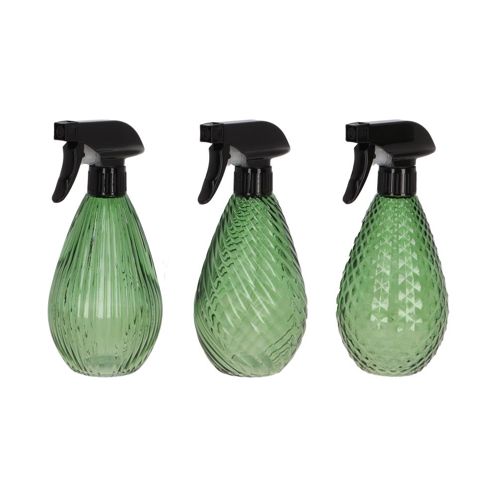 Assortiment van 3 plantensproeiers structuurglas