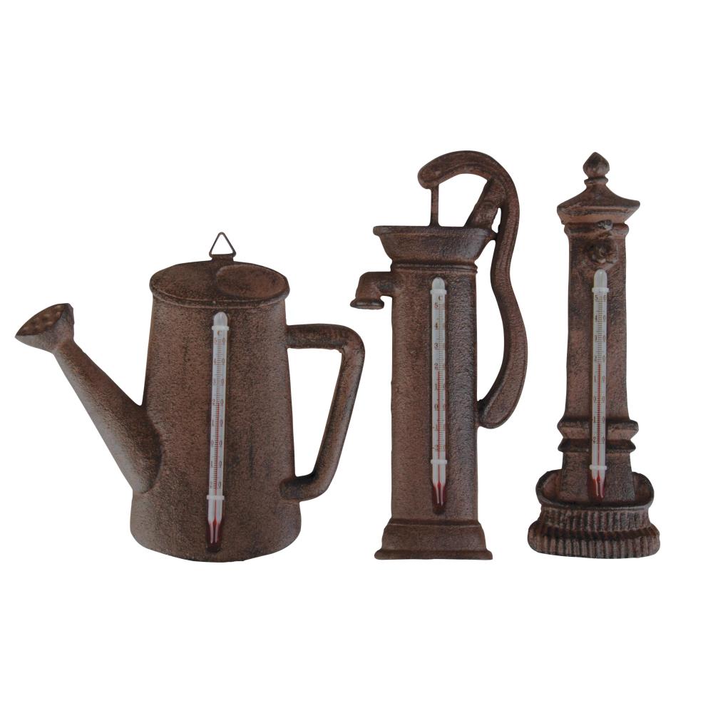 Assortiment van 3 gietijzeren thermometers