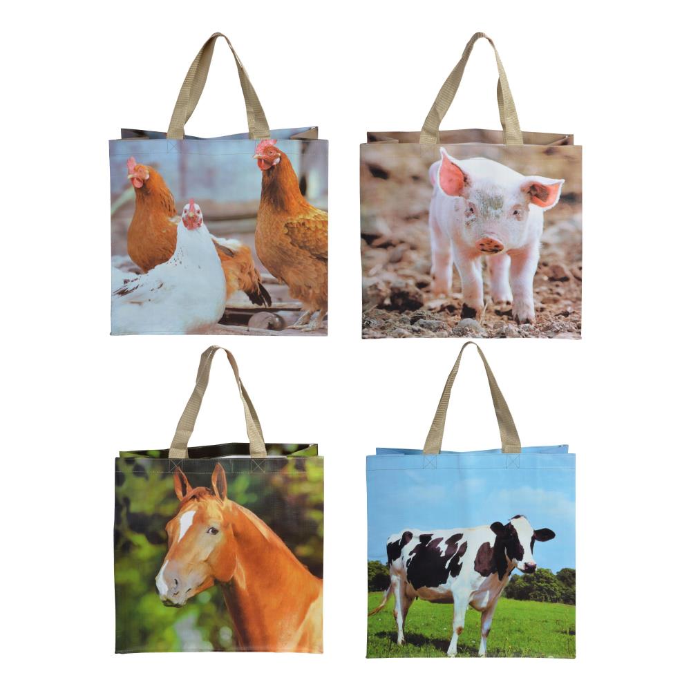 Assortiment van 4 boodschappentassen boerderijdieren