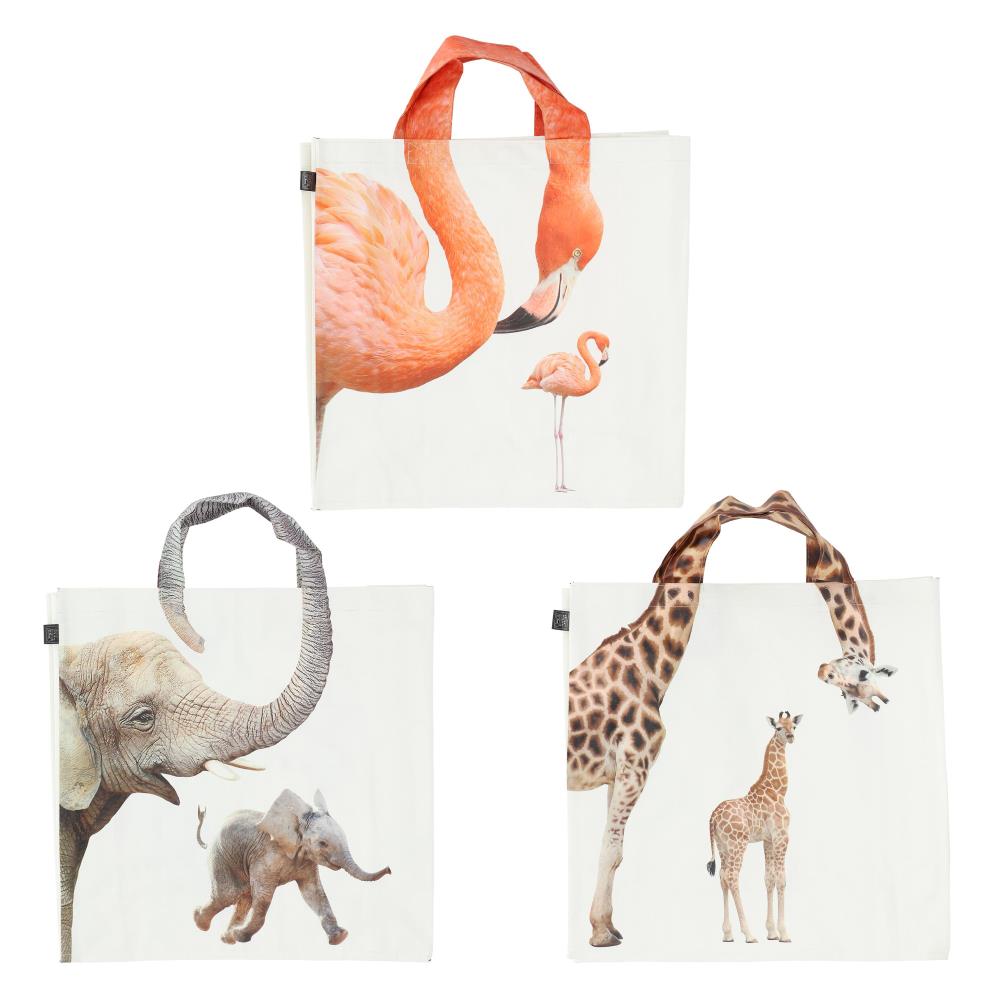 Assortiment van 3 boodschappentassen dierentuin