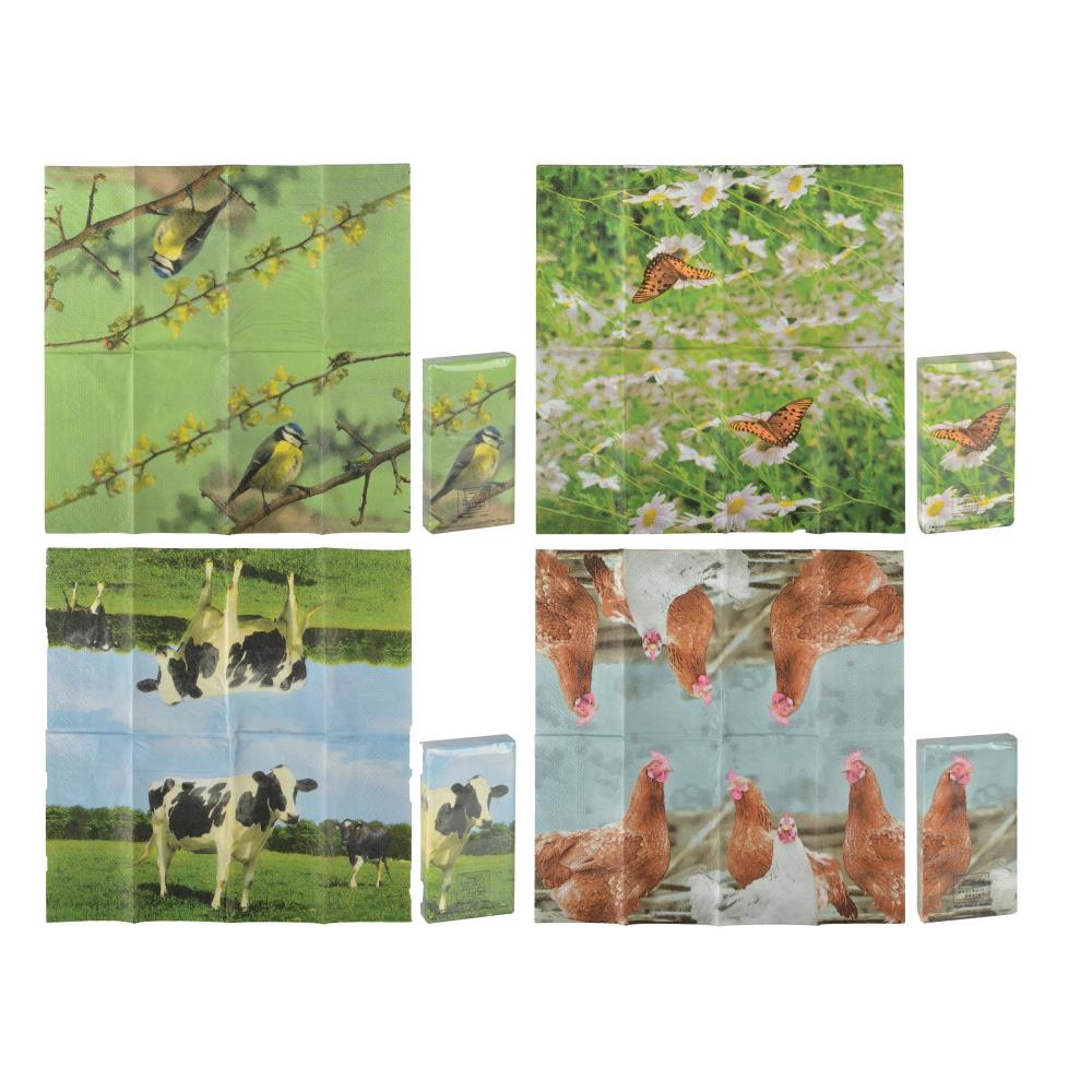 Assortiment van 4 zakdoekjes nature print
