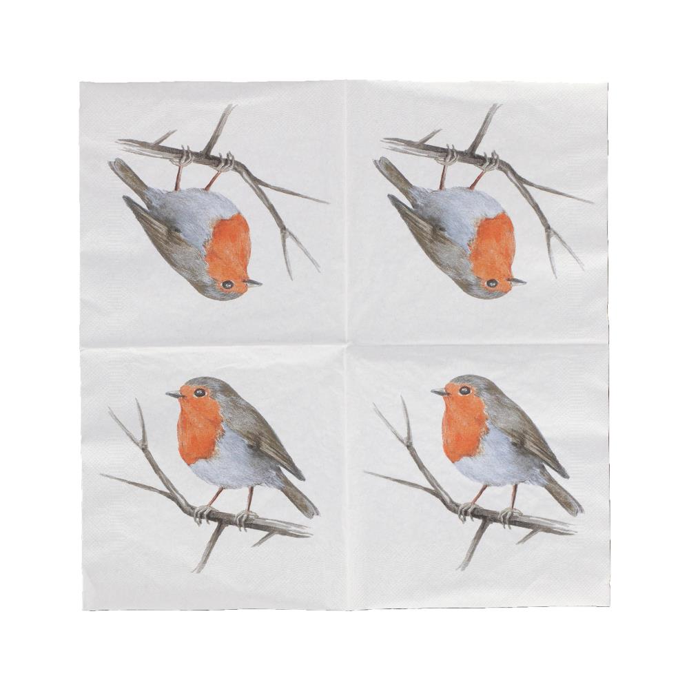Papieren servetten roodborst 33x33cm