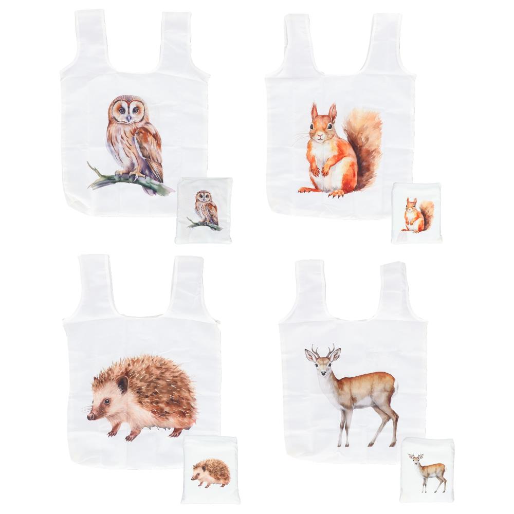 Assortiment van 4 opvouwbare aquarel tassen bos