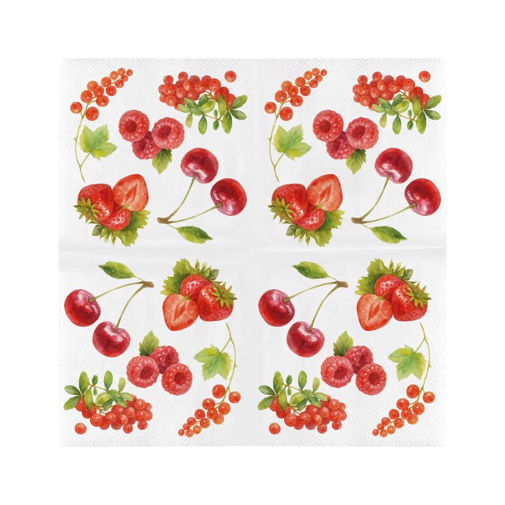 Papieren servetten rode bessen 33x33cm