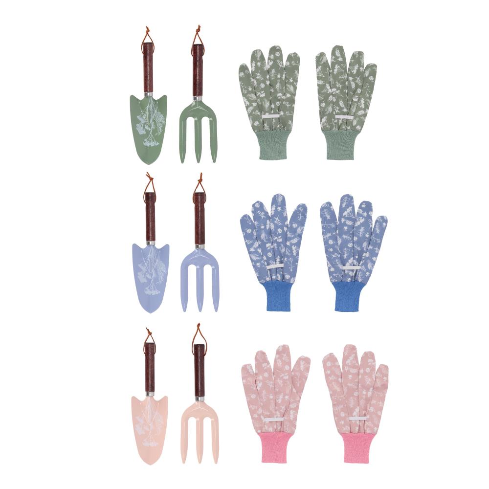 Assortiment van 3 tuingereedschappen en -handschoenen diapositief