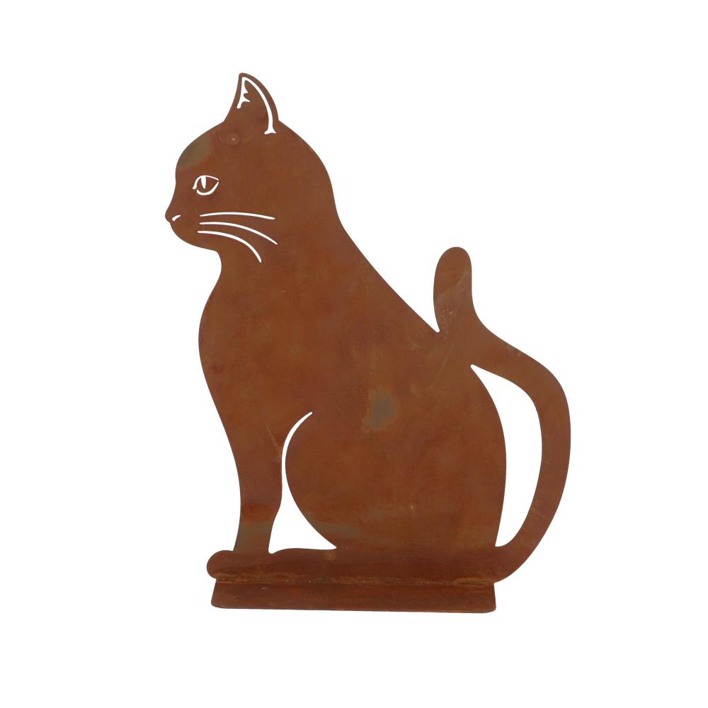 Roest tuinbeeld zittende kat
