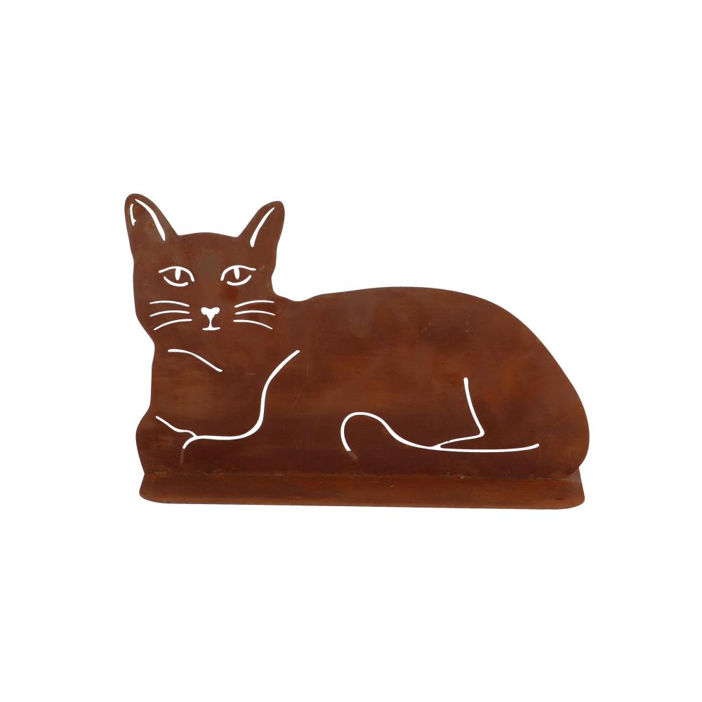 Roest tuinbeeld liggende kat