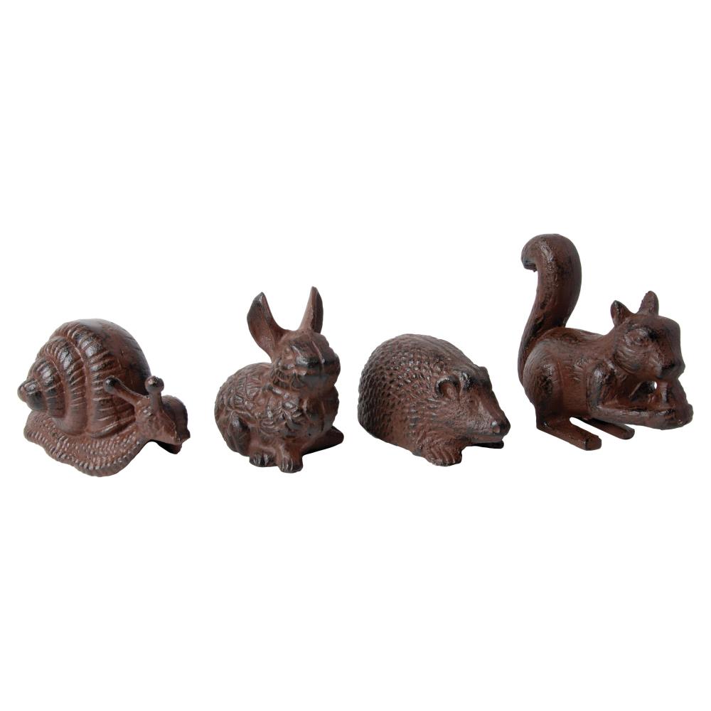 Assortiment van 3 tuinbeelden gietijzeren dierfiguren S