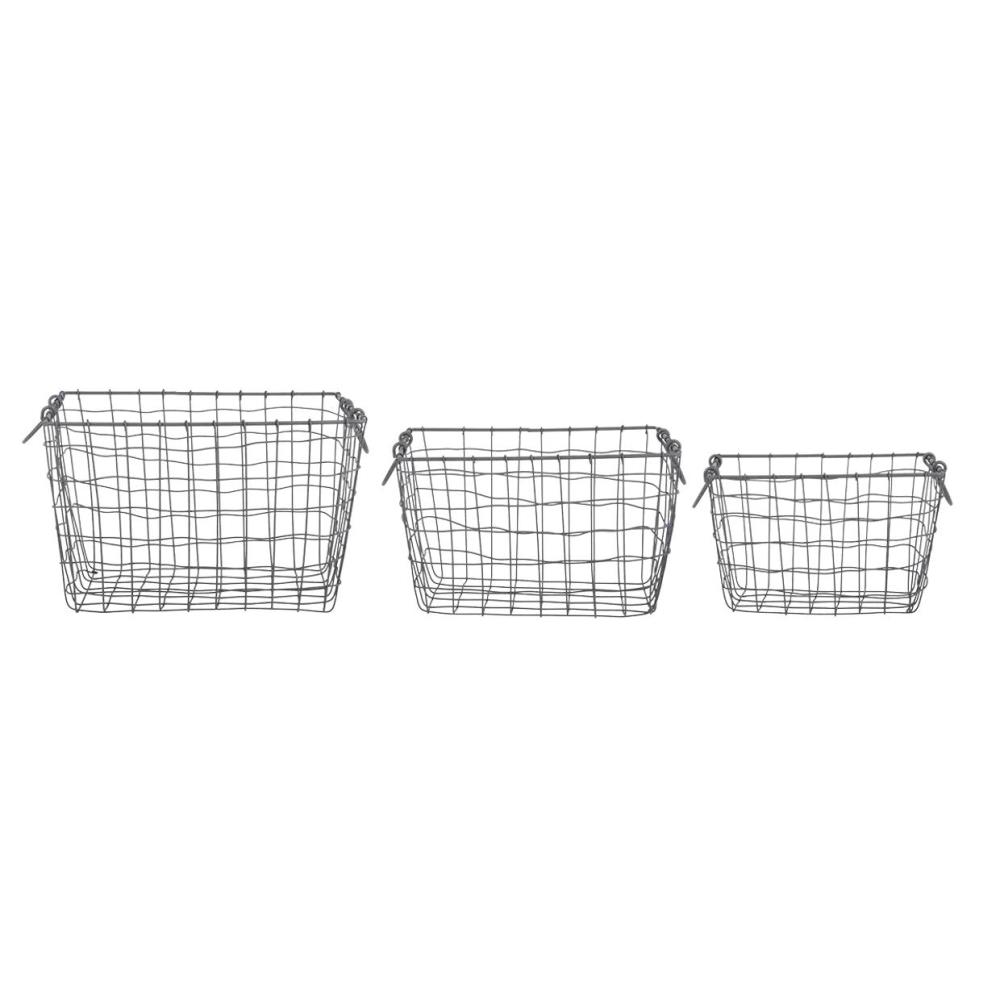 Set van 3 rechthoekige draadmanden L